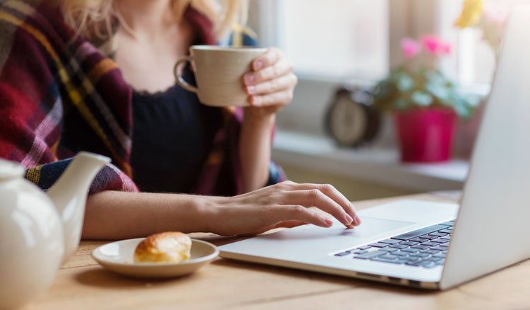 woman using laptop