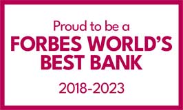 Proud to be a Forbes World's Best Bank 2018 - 2023